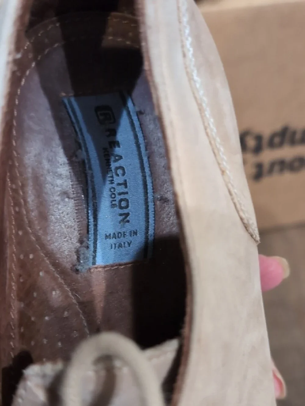 Kenneth Cole Reaction Beige Nubuck Lace-Up Derby with Lug Sole